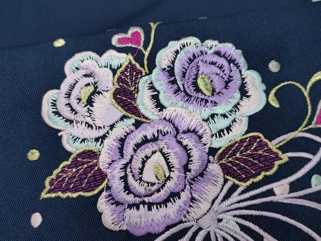 平和屋着物●女性 行灯袴 総刺繍 花唐草文 留紺色 卒業式 洗える着物 未使用 CAAU9838vf