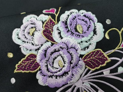 平和屋着物●女性 行灯袴 総刺繍 花唐草文 黒色 卒業式 洗える着物 未使用 CAAU9822vf