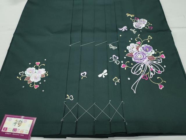 平和屋着物●女性 行灯袴 総刺繍 花唐草文 高麗納戸色 卒業式 洗える着物 未使用 CAAU9819vf