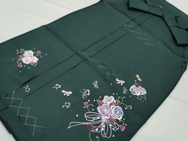 平和屋着物●女性 行灯袴 総刺繍 花唐草文 高麗納戸色 卒業式 洗える着物 未使用 CAAU9807vf