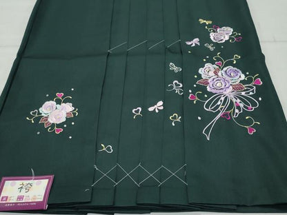 平和屋着物●女性 行灯袴 総刺繍 花唐草文 高麗納戸色 卒業式 洗える着物 未使用 CAAU9807vf