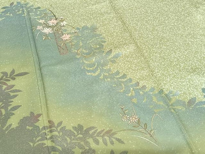 平和屋着物●訪問着 刺繍 花籠文 暈し染め 金糸 金彩 正絹 逸品 AAAX0664zg