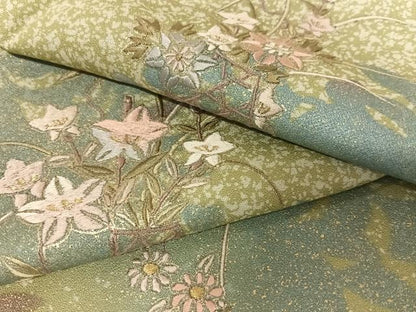 平和屋着物●訪問着 刺繍 花籠文 暈し染め 金糸 金彩 正絹 逸品 AAAX0664zg