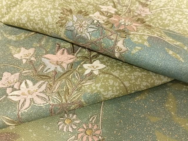 平和屋着物●訪問着 刺繍 花籠文 暈し染め 金糸 金彩 正絹 逸品 AAAX0664zg