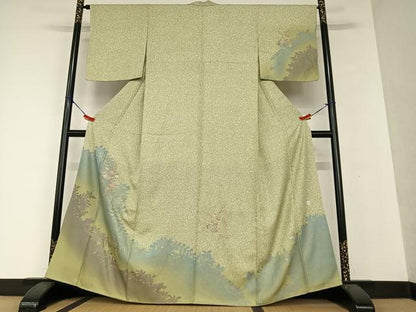 平和屋着物●訪問着 刺繍 花籠文 暈し染め 金糸 金彩 正絹 逸品 AAAX0664zg
