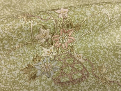 平和屋着物●訪問着 刺繍 花籠文 暈し染め 金糸 金彩 正絹 逸品 AAAX0664zg