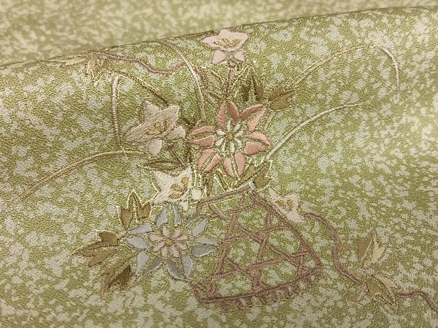 平和屋着物●訪問着 刺繍 花籠文 暈し染め 金糸 金彩 正絹 逸品 AAAX0664zg