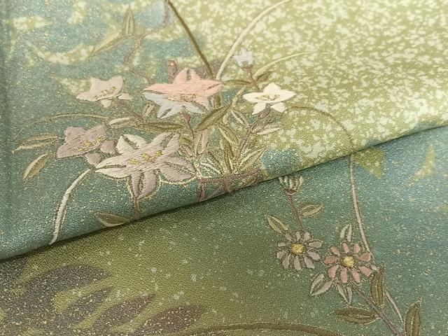 平和屋着物●訪問着 刺繍 花籠文 暈し染め 金糸 金彩 正絹 逸品 AAAX0664zg