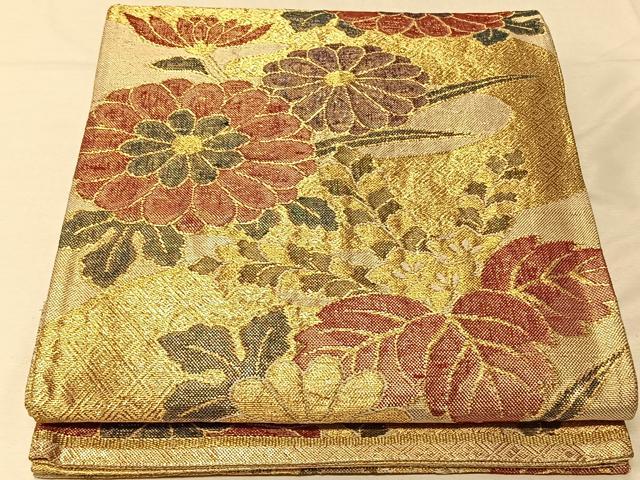 平和屋着物◎佐賀錦 六通柄京袋帯 草花文 金銀糸 正絹 逸品 CAAV1901qv