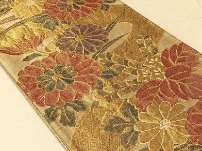 平和屋着物◎佐賀錦 六通柄京袋帯 草花文 金銀糸 正絹 逸品 CAAV1901qv