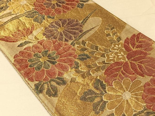 平和屋着物◎佐賀錦 六通柄京袋帯 草花文 金銀糸 正絹 逸品 CAAV1901qv