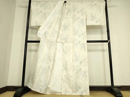 平和屋着物▽本場大島紬　白大島　単衣　霞樹林文　ゑり善扱い　正絹　逸品　未使用　DAAT9633az