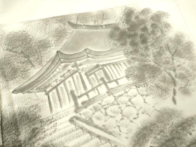 平和屋着物▽訪問着 単衣 風景樹林文 手描き 高島屋扱い 洗える着物 DAAT9664az