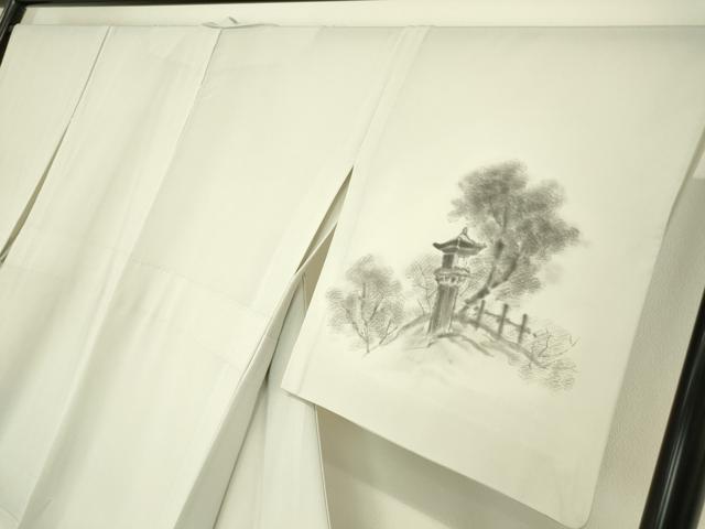平和屋着物▽訪問着 単衣 風景樹林文 手描き 高島屋扱い 洗える着物 DAAT9664az