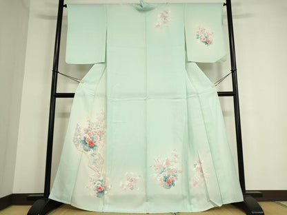 平和屋着物▽訪問着 単衣 友禅 花籠文 暈し染め 正絹 逸品 未使用 DAAT9680az