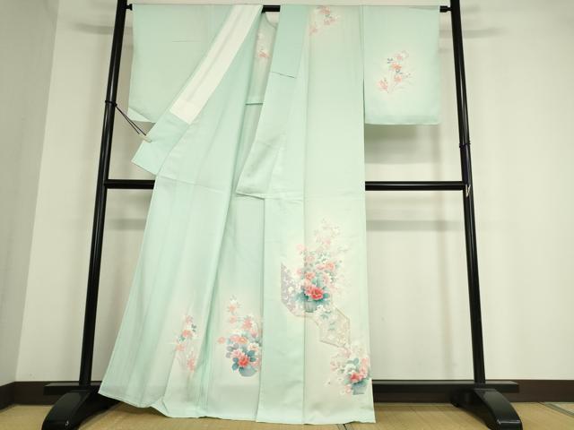 平和屋着物▽訪問着 単衣 友禅 花籠文 暈し染め 正絹 逸品 未使用 DAAT9680az