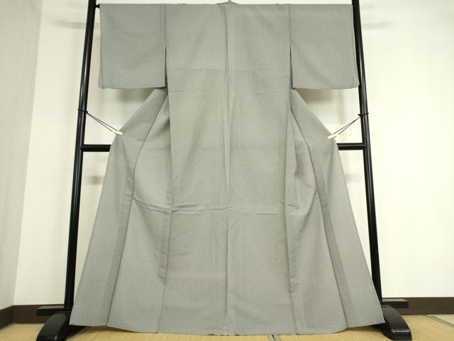平和屋着物▽小紋 単衣 小花 黒地 洗える着物 DAAT9683az