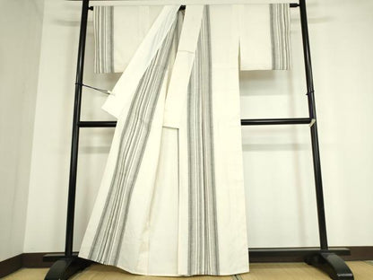 平和屋着物▽上質な紬 単衣 間道 正絹 逸品 DAAT9693az