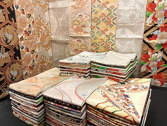 平和屋着物■袋帯 西陣 まとめて100点 鳳凰 向かい鶴 孔雀 人物 向かい蝶 風景 花柄 七宝 宝相華 金銀糸 未使用品あり 全て正絹 mmm847