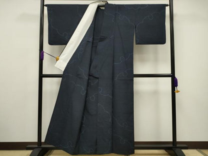 平和屋着物▽結城紬 単衣 雪輪文 正絹 逸品 CAAV3741dy