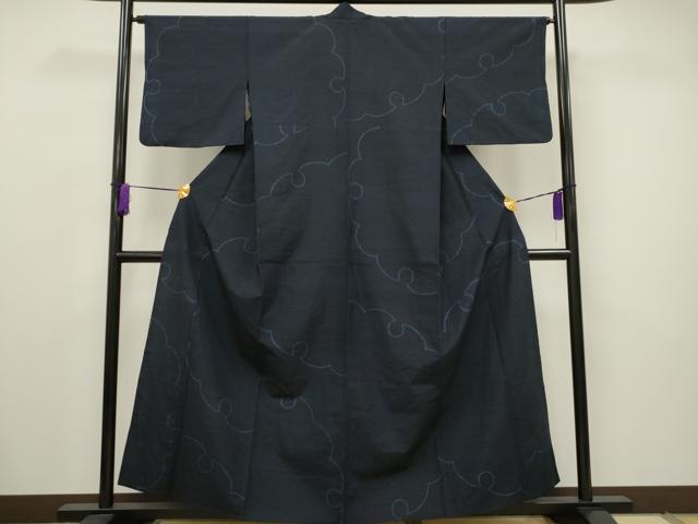 平和屋着物▽結城紬 単衣 雪輪文 正絹 逸品 CAAV3741dy