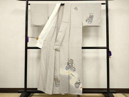 平和屋着物▽訪問着 単衣 鏡裏吉祥文 暈し染め 金銀彩 正絹 逸品 CAAV3791dy