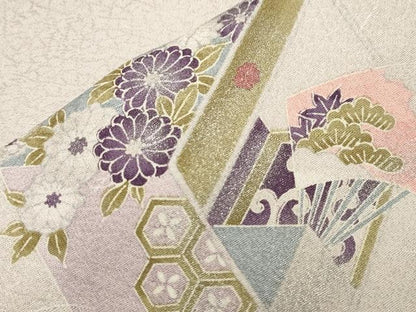 平和屋着物▽訪問着 単衣 鏡裏吉祥文 暈し染め 金銀彩 正絹 逸品 CAAV3791dy