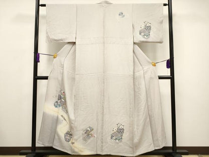 平和屋着物▽訪問着 単衣 鏡裏吉祥文 暈し染め 金銀彩 正絹 逸品 CAAV3791dy