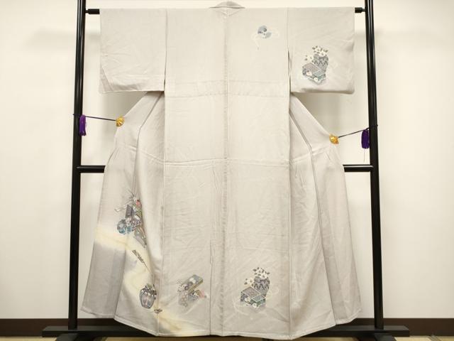平和屋着物▽訪問着 単衣 鏡裏吉祥文 暈し染め 金銀彩 正絹 逸品 CAAV3791dy