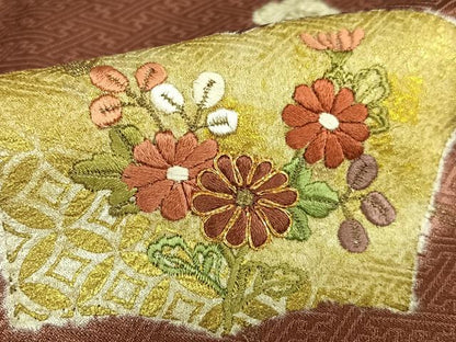 平和屋着物●訪問着 駒刺繍 絞り 花冊子文 金彩 正絹 逸品 AAAX0683zg