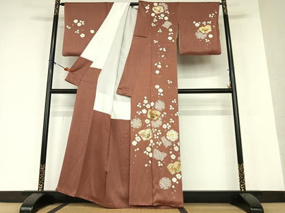 平和屋着物●訪問着 駒刺繍 絞り 花冊子文 金彩 正絹 逸品 AAAX0683zg
