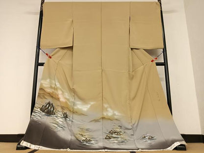 平和屋着物●色留訪問着 作家物 素描友禅 四季彩 夫婦岩 暈し染め 上代27万円 仮絵羽 正絹 逸品 未使用 AAAX0686zg