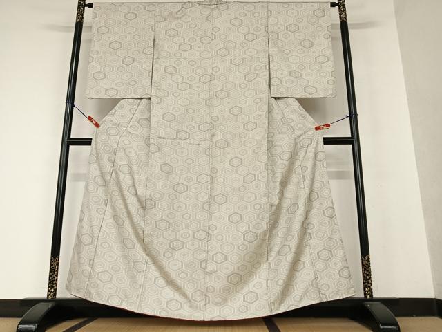 平和屋着物●お召 亀甲文様 正絹 逸品 AAAX0693zg