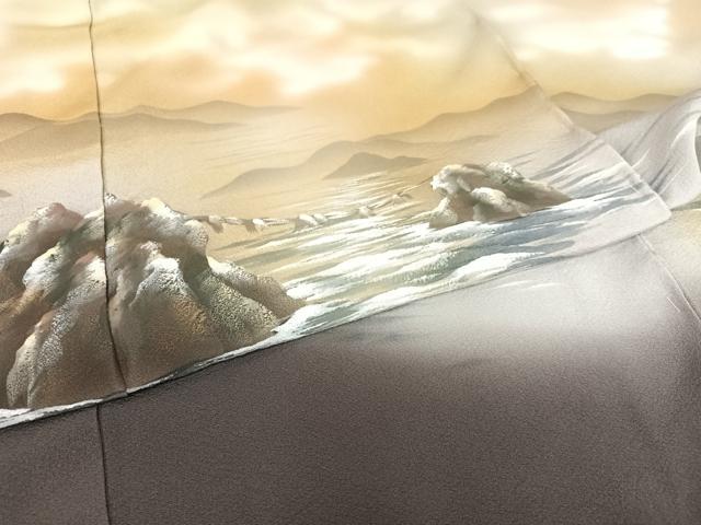 平和屋着物●色留訪問着 作家物 素描友禅 四季彩 夫婦岩 暈し染め 上代27万円 仮絵羽 正絹 逸品 未使用 AAAX0686zg