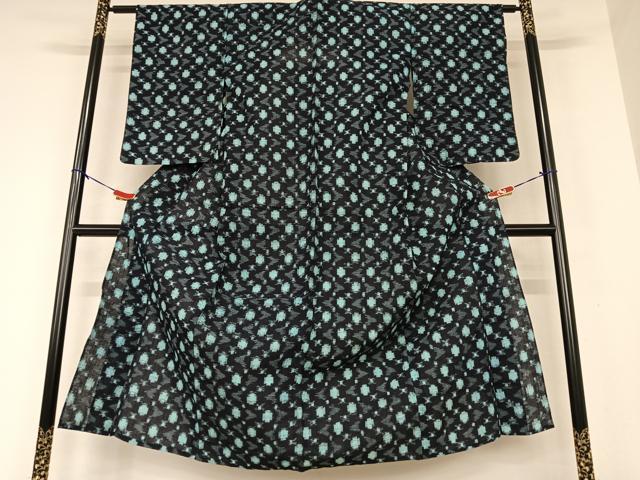 平和屋着物●久留米絣　単衣　丸文　綿　逸品　AAAX0696zg