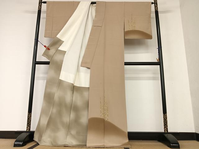 平和屋着物●訪問着 草花文 暈し染め ロング丈 正絹 逸品 AAAX0700zg