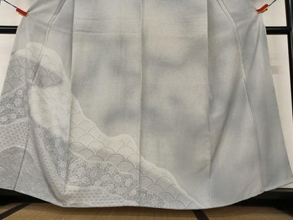 平和屋着物●訪問着　花唐草文　青海波　暈し染め　正絹　逸品　AAAX0699zg