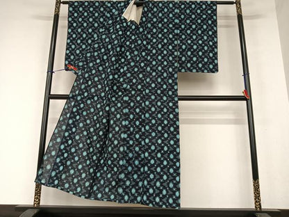 平和屋着物●久留米絣　単衣　丸文　綿　逸品　AAAX0696zg