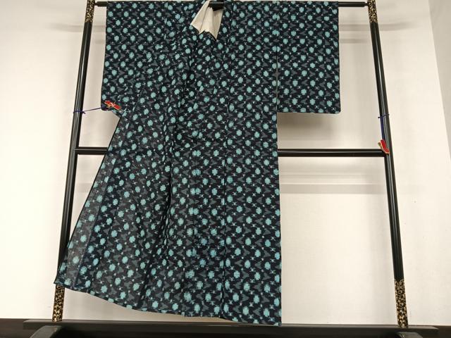 平和屋着物●久留米絣　単衣　丸文　綿　逸品　AAAX0696zg