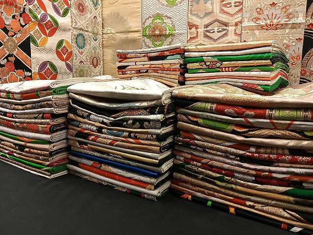 平和屋着物■袋帯 西陣 まとめて100点 向かい鶴 蝶 風景 更紗 花柄 七宝 正倉院 宝相華 佐賀錦 金銀糸 未使用品あり 全て正絹 mmm854