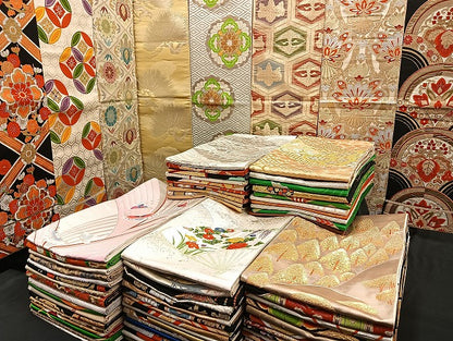 平和屋着物■袋帯 西陣 まとめて100点 向かい鶴 蝶 風景 更紗 花柄 七宝 正倉院 宝相華 佐賀錦 金銀糸 未使用品あり 全て正絹 mmm854