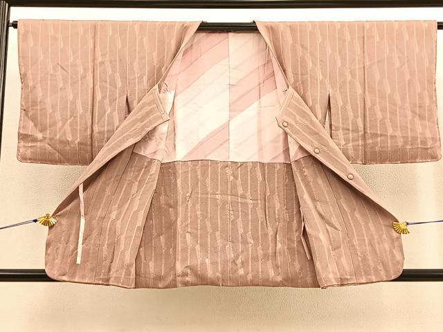 平和屋着物∞道行コート　短冊文　伽羅色　正絹　逸品　BAAU4689gt