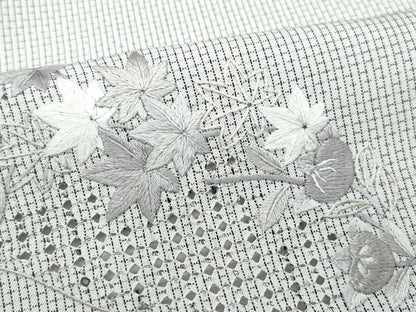 平和屋着物●中国三大刺繍　スワトウ刺繍　総刺繍　訪問着　本場大島紬地　白大島　草花文　正絹　逸品　CAAU9917vf
