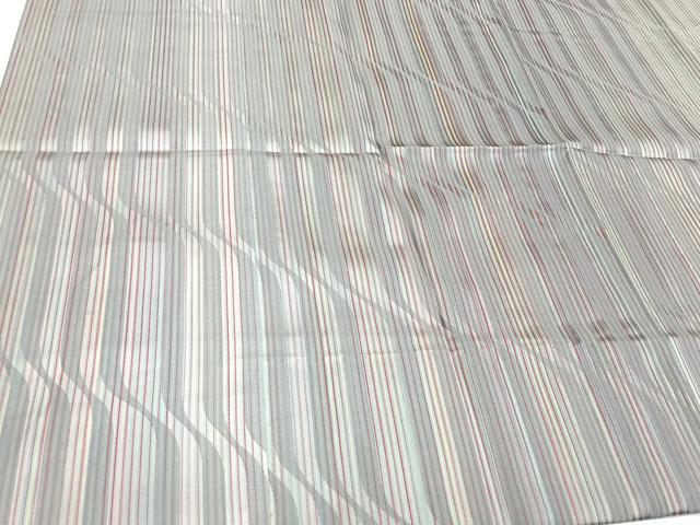 平和屋着物▽道行コート　単衣　雨コート　縞　ロング丈　正絹　逸品　CAAV5617id