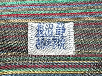 平和屋着物▽道行コート　単衣　雨コート　縞　ロング丈　正絹　逸品　CAAV5617id