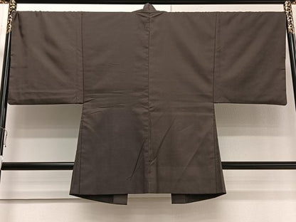 平和屋着物＃男性　長羽織　紋付き　赤墨色　正絹　逸品　CAAV5649id