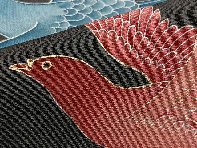 平和屋着物＃羽織　飛鳥文　黒地　金彩　正絹　逸品　CAAV5629id