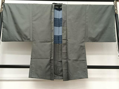 平和屋着物＃男性　長羽織　紋付き　墨色　正絹　逸品　CAAV5651id