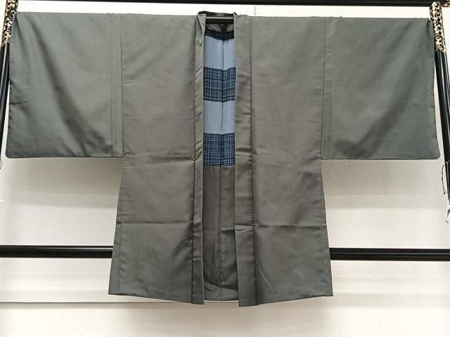 平和屋着物＃男性　長羽織　紋付き　墨色　正絹　逸品　CAAV5651id