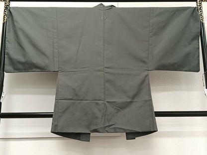 平和屋着物＃男性　長羽織　紋付き　墨色　正絹　逸品　CAAV5651id